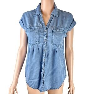 Style & Co. Denim Button-Up Short Sleeve Shirt